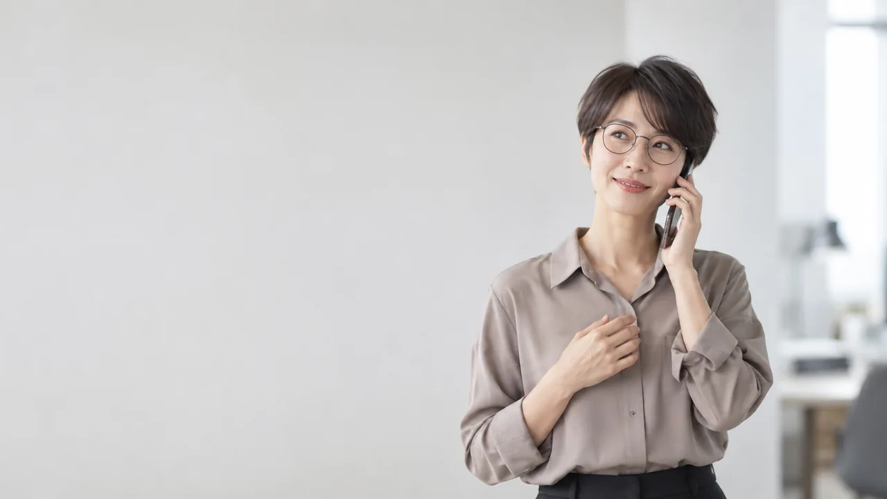 안경을 쓰고 통화하며 웃는 고객